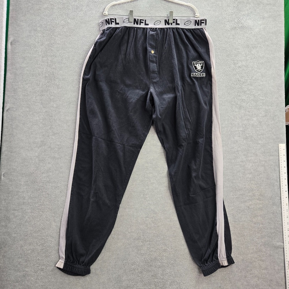 VINTAGE Oakland Raiders Men Sleepwear XL Black‎ NFL Raiders Logo Pajama Pants